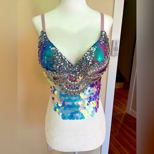 Sunset Scales Mermaid Bra Top - Rave Festival Clothing - Ariel costume - 34D